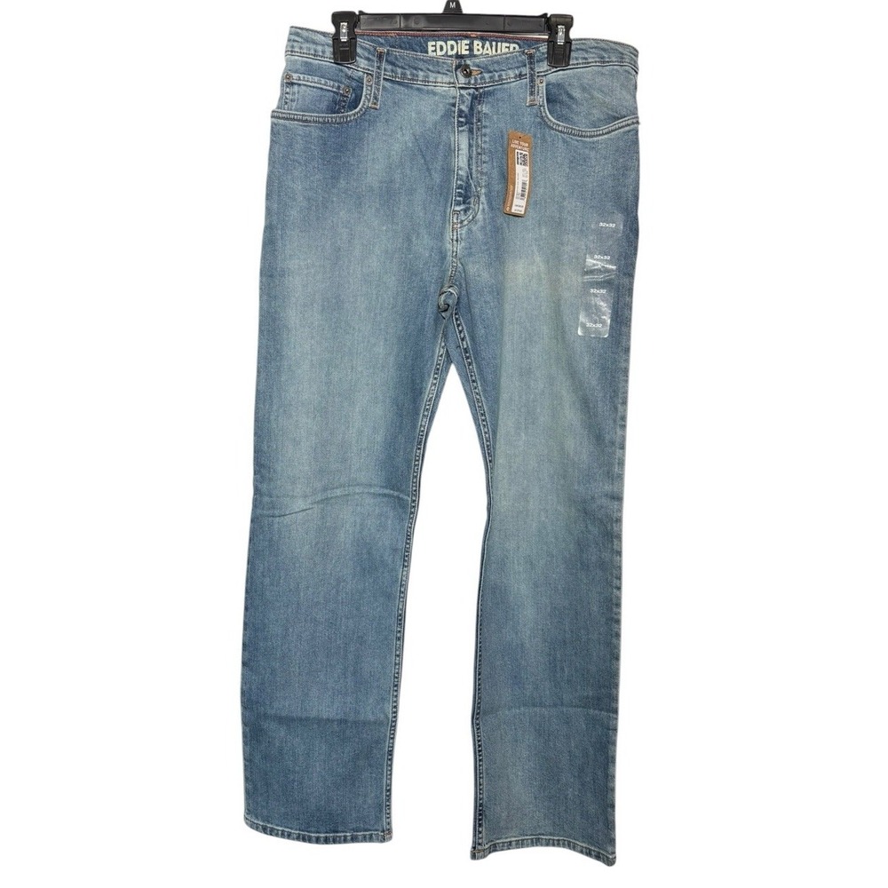 Eddie Bauer Mr. Eddies Flex Relaxed Jeans Size 32x32 Light Wash NEW